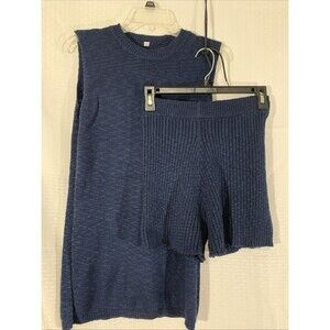 Boutique Short Set Navy Blue Sweater Set Womens XL 2pc Slim Style Nwt Tank Top
